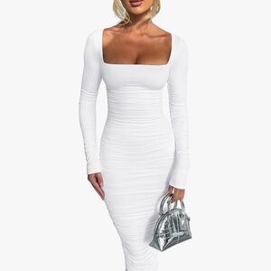 White Long Sleeve Bodycon Dress